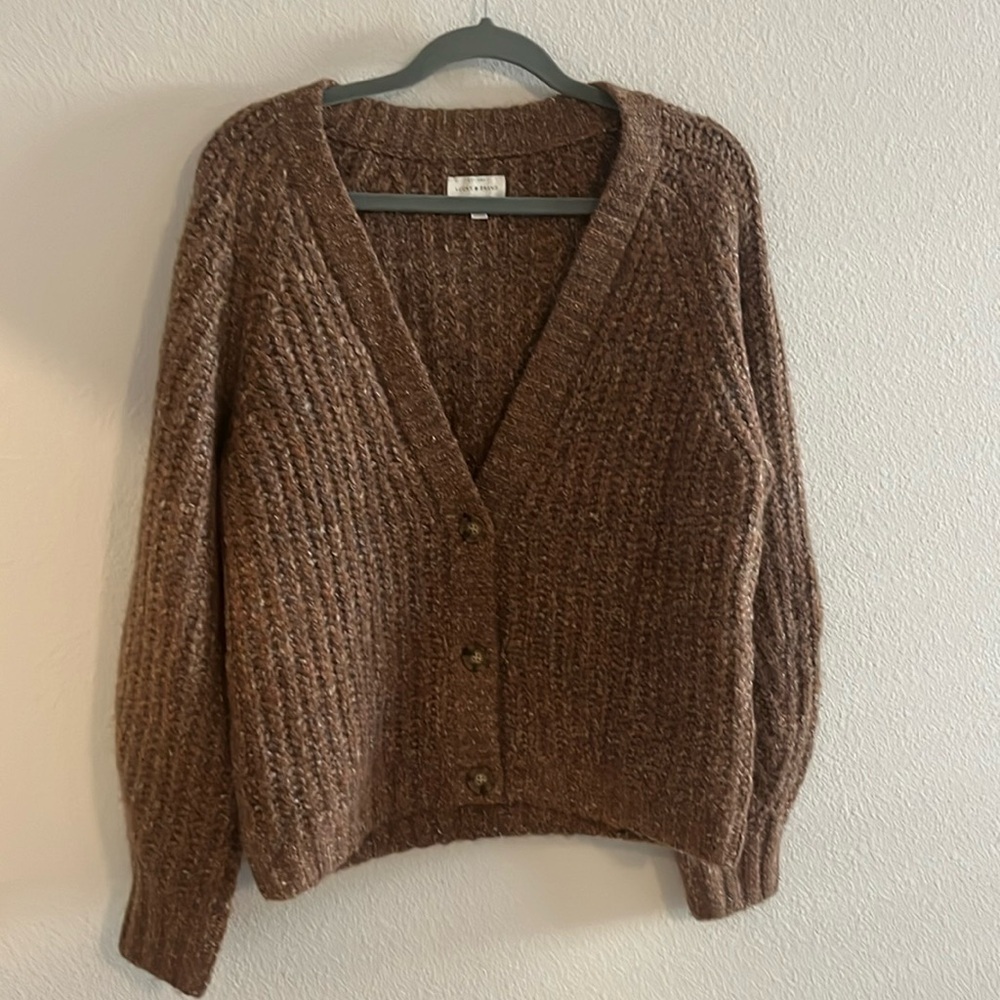 Lucky Brand Shaker Knit Raglan Cardigan Sweater Size Small - Picture 2 of 7